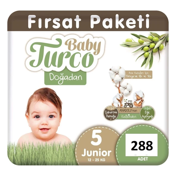 Baby Turco Doğadan 5 Beden Junior 288'li Bebek Bezi ürün görseli 1