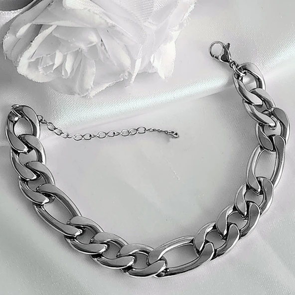 99Gümüş Renk Şavin Kuşgözü Unisex Erkek Çelik Bileklik -  3010 ürün görseli 1