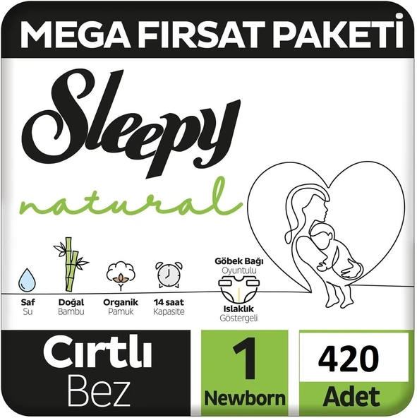 Sleepy Natural 1 Numara Yenidoğan 420'li Bebek Bezi ürün görseli 1