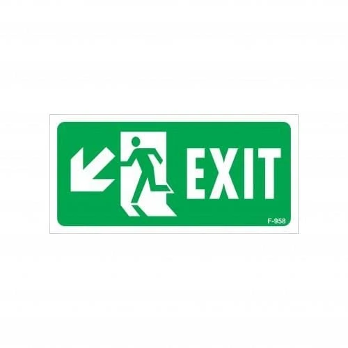 Exit Sol Aşağı Uyarı Levhası 17,5x25 KOD:958 - Resim 2
