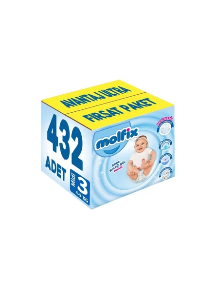 Molfix 3 Numara Midi 432'li Bebek Bezi ürün görseli 1