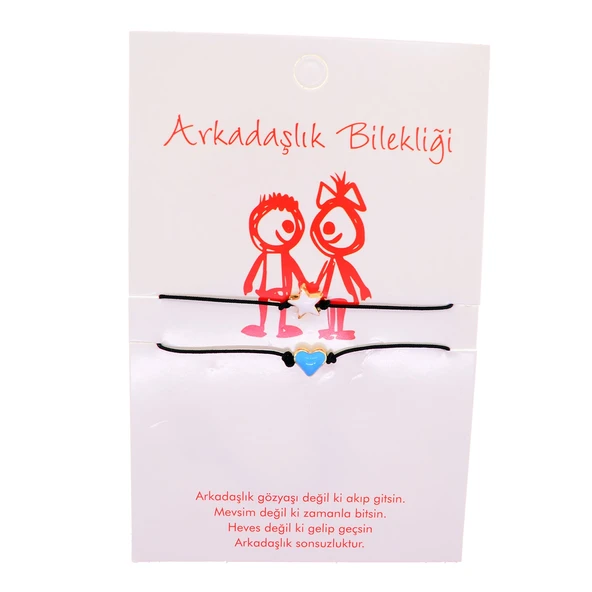 Altın Renk Yıldız Kalp  Arkadaş Şans Bilekliği - 2688 ürün görseli 1