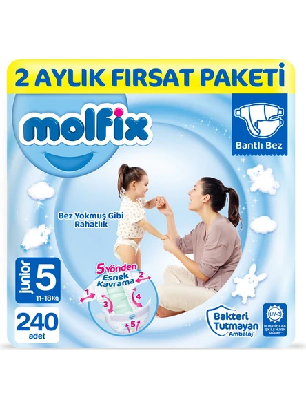 Molfix 5 Beden Junior 240'lı Bebek Bezi ürün görseli 1