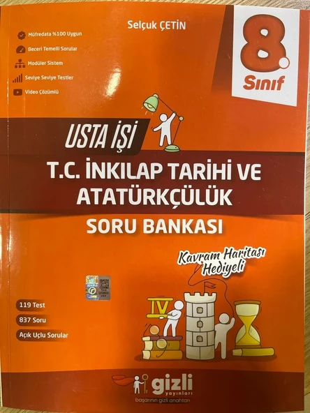 Gizli Yayınları 8. Sınıf Usta İşi T.C. İnkılap Tarihi ve Atatürkçülük Soru Bankası ürün görseli 1