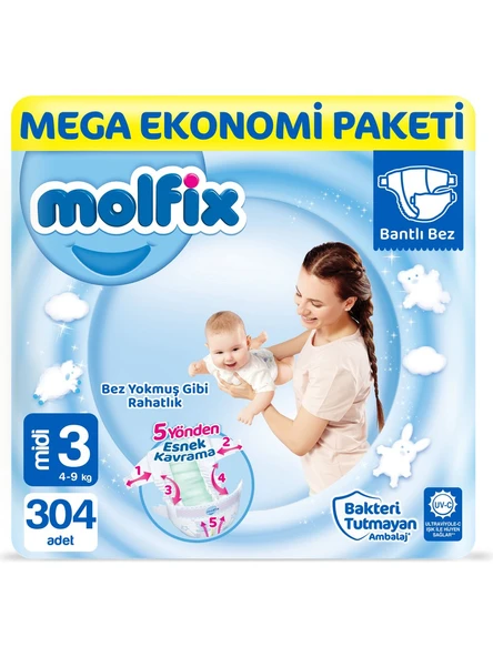 Molfix 3 Beden Midi 304'lü Bebek Bezi ürün görseli 1