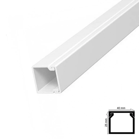Kablo Kanalı 40x25 mm 2 Metre Yapışkan Bantlı 4 Adet ürün görseli 1