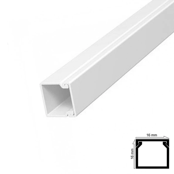 Kablo Kanalı 16x16 mm 2 Metre Yapışkanlı Bantlı 6 Adet ürün görseli 1