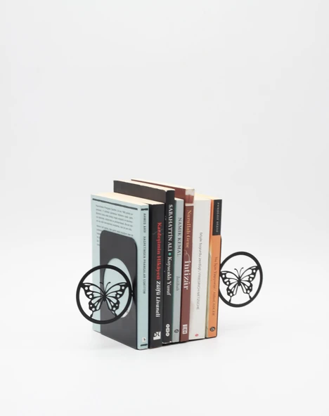 Kelebek Desenli Metal Kitap Desteği - Kitap Tutucu - Ev Ve Ofis Dekoratif Aksesuar (2 Lİ SET) ürün görseli 1
