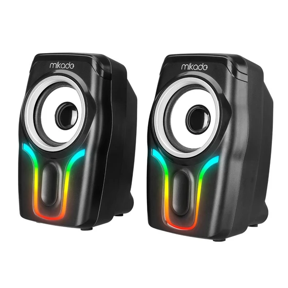 Mikado MD-S25  2.0 Multimedia 3W*2 Siyah 6 Renk Modu ile USB RGB Işıklı Speaker Hoparlör ürün görseli 1