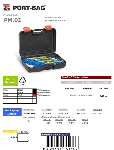 PortBag PM01 Matkap Çantası - Resim 6