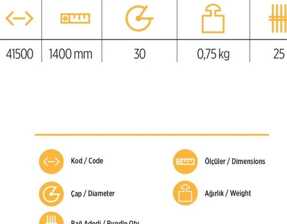 YKS 41500 Tırmık Sapı 140 cm - Resim 2