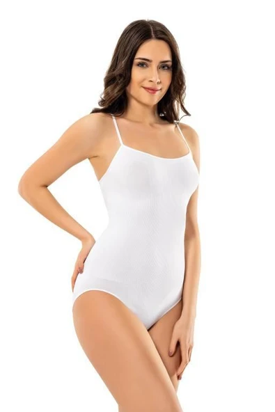 Modinn 1620 Kadın İnce Askılı Ripli Çıtçıt Body ürün görseli 1