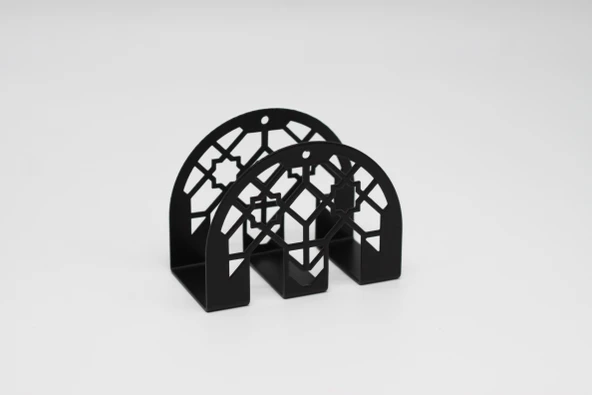 Metal Masa Üstü Sofra Dekoratif Siyah Peçetelik Modern Model ürün görseli 1