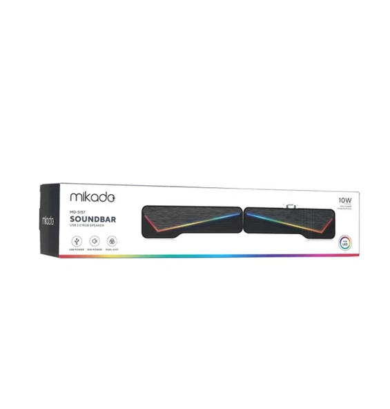 Mikado MD-S157 2.0 5Wx2CH RGB Ledli Oyuncu Siyah USB Sound Bar Speaker Hoparlör ürün görseli 1