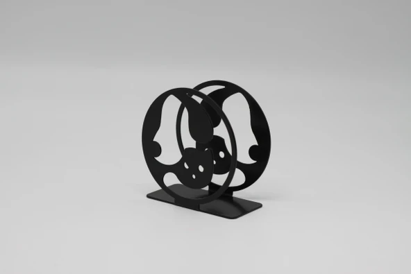 Metal Masa Üstü Sofra Dekoratif Siyah Modern Peçetelik - Resim 3