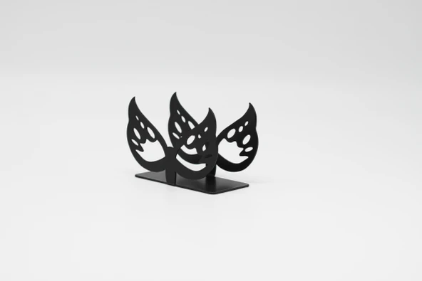 Metal Masa Üstü Sofra Dekoratif Siyah Peçetelik kelebek Desenli Model ürün görseli 1