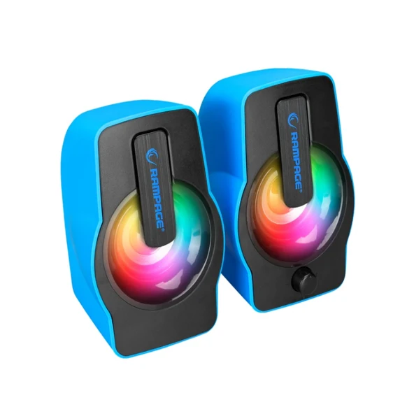 Rampage RMS-G7 FALSETTO 2.06 Watt RGB Ledli Mavi Multimedia Gaming USB Speaker ürün görseli 1