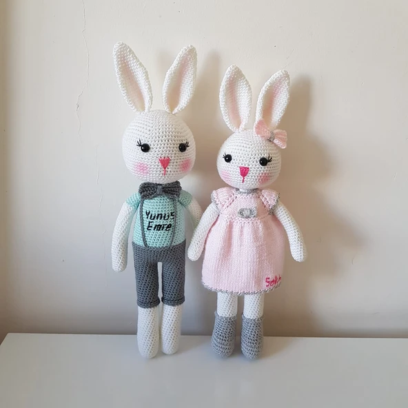 Edi Büdü Tavşanlar Amigurumi Organik Oyuncak ürün görseli 1
