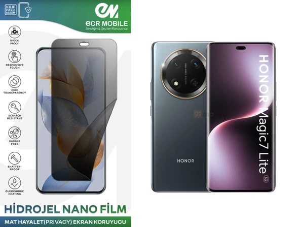 Honor Magic 7 Lite Uyumlu Hidrojel Nano Ekran Koruyucu Film HAYALET(Privacy)Tempered Cam Değildir ürün görseli 1