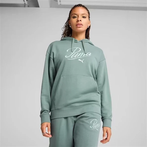 Puma SCRIPT Comfort Hoodie Kadın Yeşil Spor Sweatshirt - 684983 30 ürün görseli 1