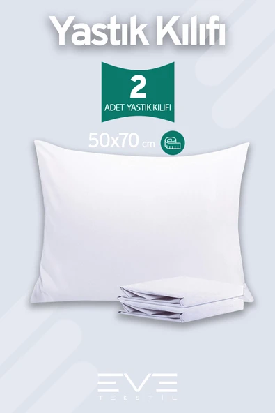 2 Adet RanForce Düz Pamuk Antibakteriyel Yıkanabilir Lüks Yastık Kılıfı 50x70cm ürün görseli 1