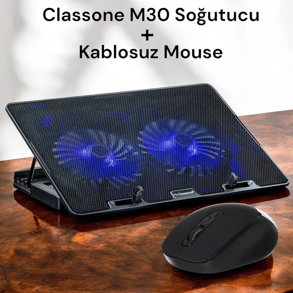 Classone M30 Mavi Led 15.6' Oyuncu Notebook Soğutucu + Kablosuz Mouse ürün görseli 1