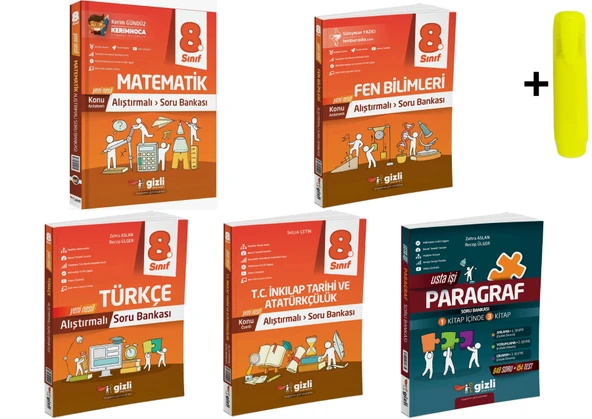 Gizli Yayınları 8. Sınıf LGS Matematik Fen Türkçe İnkılap Paragraf Alıştırmalı Soru Bankası Seti ürün görseli 1