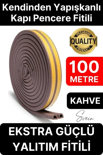 Kalın Kauçuk 2x50=100 mt Ekstra Uzun Kahve Kapı Pencere Fitili Soğuk Koruyucu Geçirmez İzolasyon ürün görseli 1