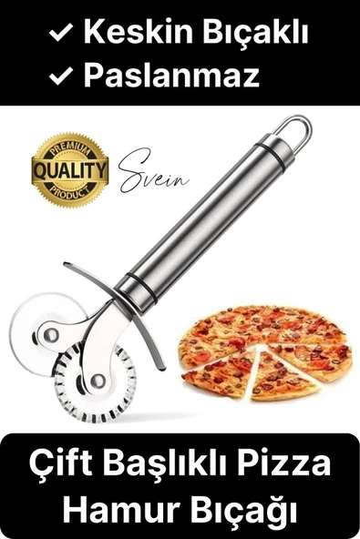 Paslanmaz Yüksek Kaliteli Uzun Ömürlü Çift Taraflı Hamur Pizza Börek Kesme Bıçağı Duvara Asılabilir ürün görseli 1