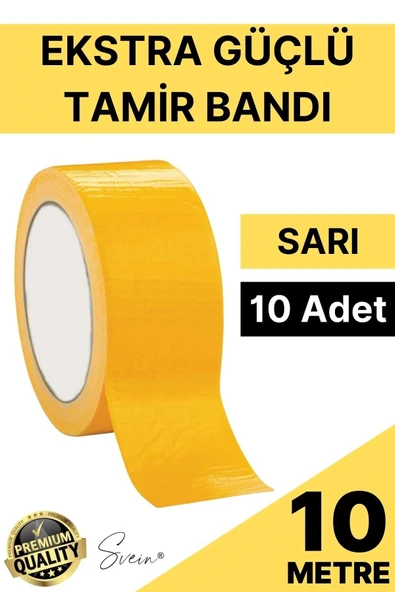 10 Adet 10 mt Sarı Tamir Takviye Kapatıcı Güçlü Onarım Bandı Su Geçirmez Sızdırmaz Dayanım Çatlak ürün görseli 1