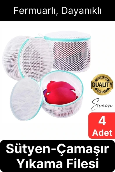 Premium 4 Adet İç Çamaşır Sütyen Yıkama Filesi Fermuarlı Yırtılmaz Çorap Temizlik Torbası Dayanıklı ürün görseli 1
