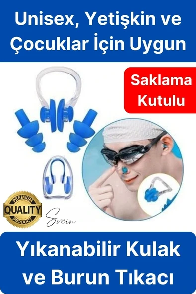 Kulak ve Burun Tıkama Seti Deniz Havuz İçin Su Kaçmasını Önleyici Tıkaç Yüzücü Tıkacı Silikon ürün görseli 1