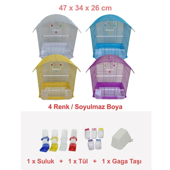 Tls Pet Muhabbet Kuşu Kafesi İki Kapılı Renkli 47 x 34 x 26 Cm ürün görseli 1