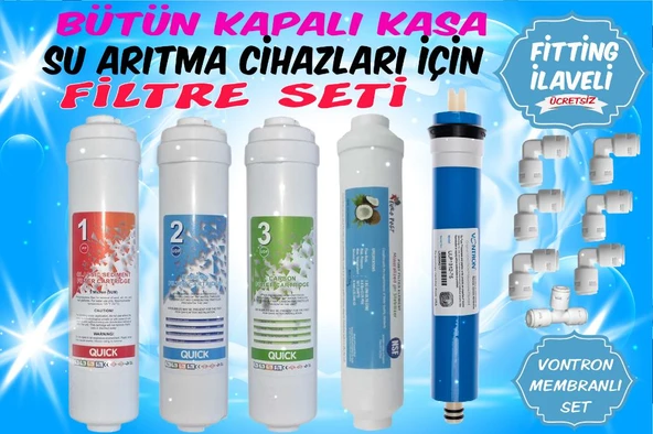 Sulook Inline Kapalı Kasa Tüm Su Arıtma Cihazlarına Uyumlu 5'li Filtre Takımı Vontron Membranlı ürün görseli 1