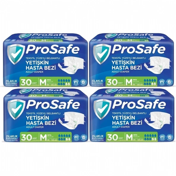 Prosafe Belbantlı Orta Boy M 30'lu 4 Adet Hasta Bezi ürün görseli 1