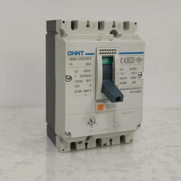 Chint - NM8-125S/80/3 149685 3P 80A Ayarsalı Kompakt Şalter ürün görseli 1
