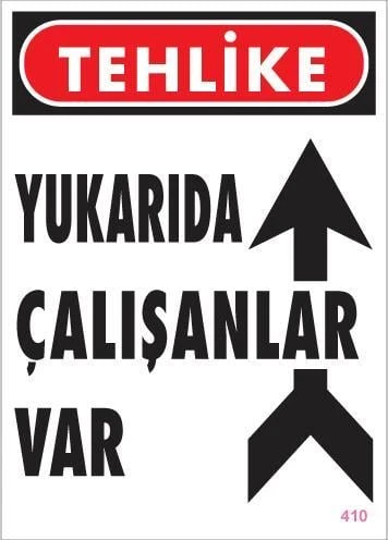 Yukarıda Çalışanlar Var Uyarı Levhası 25x35 KOD: 410 ürün görseli 1