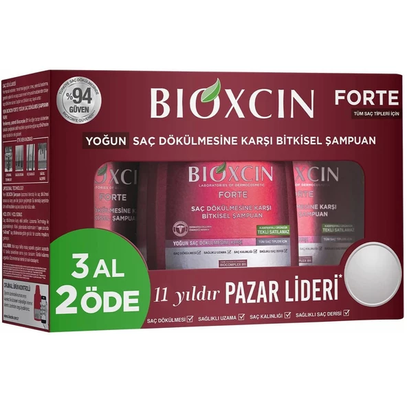 Bioxcin Forte Saç Dökülmesine Karşı Bitkisel Şampuan 3 x 300 ml 3 Al 2 Öde ürün görseli 1