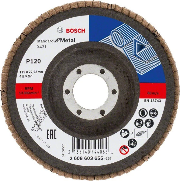 Bosch X431 Metal Flap Zımpara Diski 115mm 120 Kum ürün görseli 1
