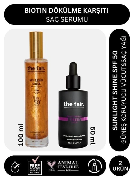 the fair. Biotin Dökülme Karşıtı 50 ml Saç Serumu ve Shine SPF 50 Güneş Koruyucu Saç Yağı 100 ml ürün görseli 1