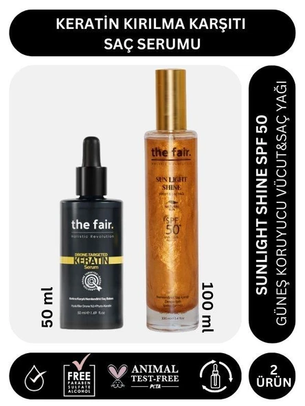 the fair. Keratin Kırılma Karşıtı Saç Serum 50 ml ve Shine SPF 50 Güneş Koruyucu Saç Yağı 100 ml ürün görseli 1