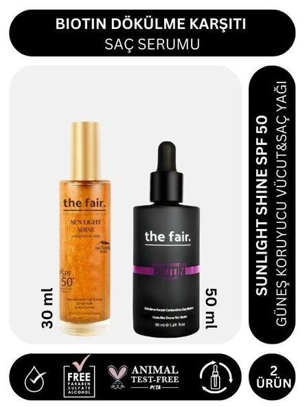 the fair. Biotin Dökülme Karşıtı 50 ml Saç Serumu ve Shine SPF 50 Güneş Koruyucu Saç Yağı 30 ml ürün görseli 1