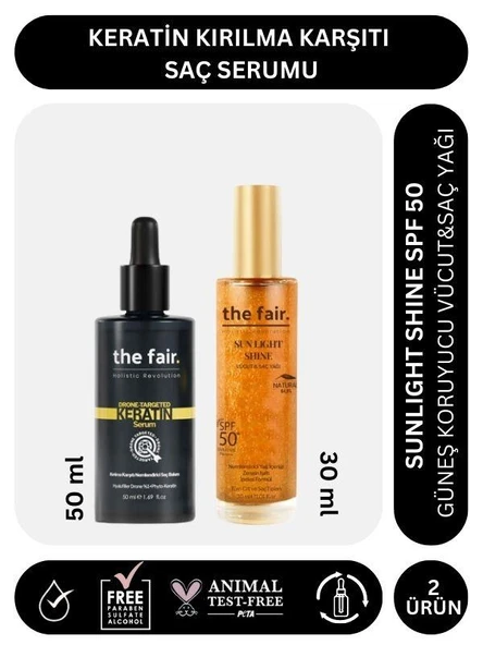 the fair. Keratin Kırılma Karşıtı Saç Serum 50 ml ve Shine SPF 50 Güneş Koruyucu Saç Yağı 30 ml ürün görseli 1