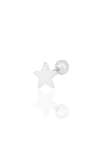 Gümüş rodyumlu yıldız modeli Tragus helix Piercing küpe SGTL12318RODAJ ürün görseli 1