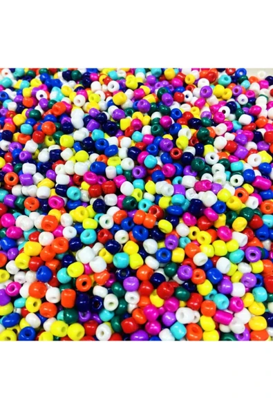 Sermet Süs Dünyası 100 Gr Karışık Renk Boncuk-taş Boncuk 4 Mm Hobi,takı Tasarım,bileklik Boncuğu ürün görseli 1