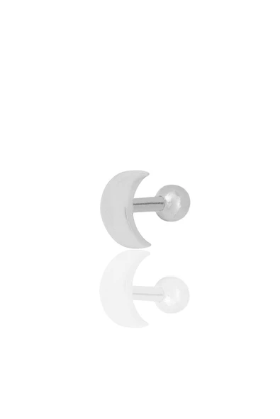 Gümüş rodyumlu hilal modeli Tragus helix Piercing küpe SGTL12316RODAJ ürün görseli 1