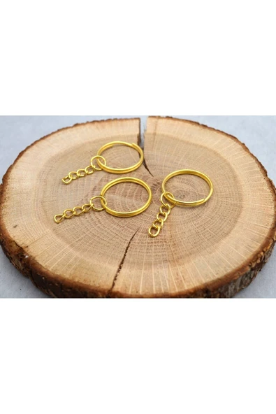 FlowerAksesuar 100 ADET - 25 mm ZİNCİRLİ ANAHTARLIK HALKASI, ANAHTARLIK ZİNCİRİ ANAHTARLIK APARATI, GOLD ANAHTARLIK ürün görseli 1