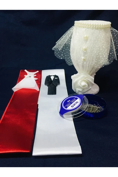 Sermet Süs Dünyası Düğün Gelin Damat Takı Merasimi Için Takı Kurdelası Iğne Ve Iğnelik Set Iğnedanlık Takı Kurdesi ürün görseli 1