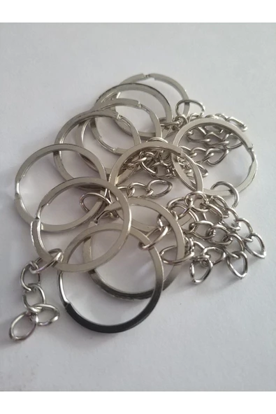 Sermet Süs Dünyası 10 Adet 25mm (GÜMÜŞ) Renkli Anahtarlık Halkası Makrome Amigurimi ürün görseli 1