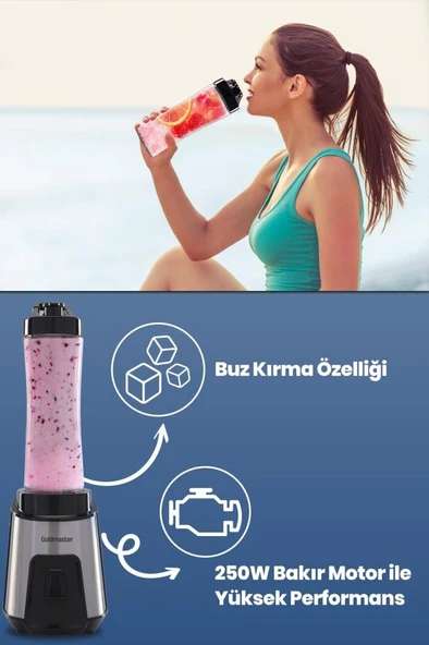 GOLDMASTER MİXUP GM-7259 KİŞİSEL BLENDER INOX - Resim 9